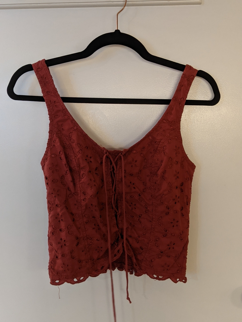 Abercrombie & Fitch Rust Eyelet Lace-Up Women's Tank Top